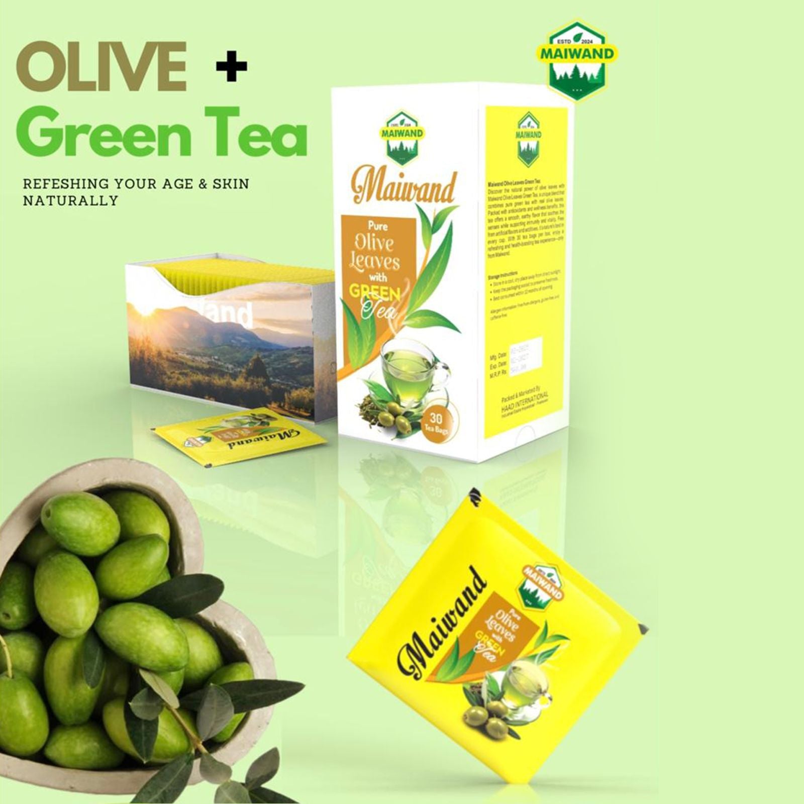 Pure Olive Leaves With Green Tea